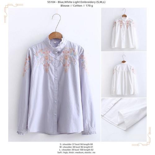 Jual 55104 Blue White Light Embroidery 