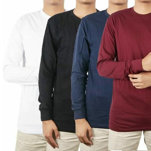 Foto Produk Kaos Polos Panjang Lengan ( RIB/KARET) 100% Cotton Combed 30S Pria - Putih, S dari Blackhat Project
