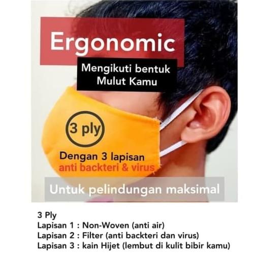Foto Produk masker mulut 3 ply bisa dicuci dari Glodok Jaya Safety
