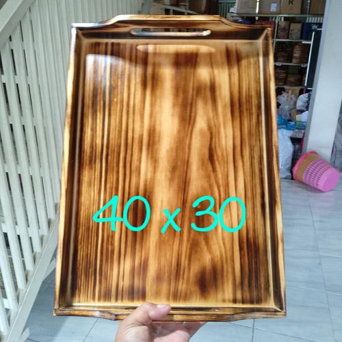 Foto Produk Baki Kayu / Nampan Kayu / Tray Kayu Pinus Motif Bakaran 40 x 30 dari el_artgallery