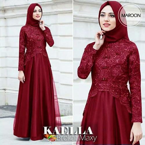 Foto Produk Baju Gamis Syari Wanita Terbaru Kaella Brokat Maxi Dress Termurah dari Fadhilah olsoff