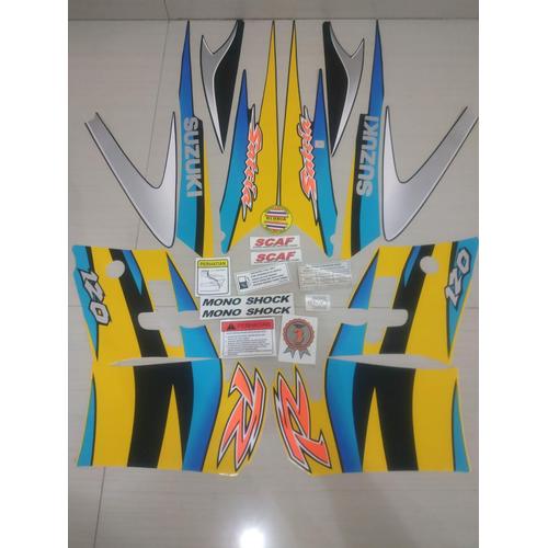 Foto Produk Striping List Body Satria Hiu 120 R 2 Tak Set Stiker Ori - Kuning Biru dari Gloria Striping & Acc.
