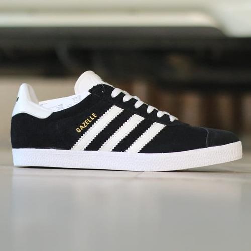 adidas gazelle black white gold