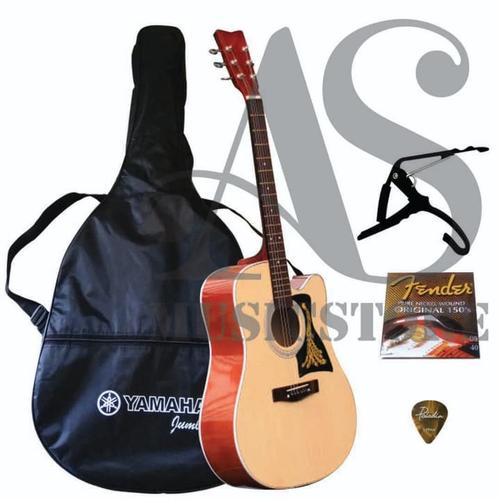 Foto Produk Gitar Akustik Yamaha F100 Jumbo Natural Fullset Murah dari sarabeautycare and music