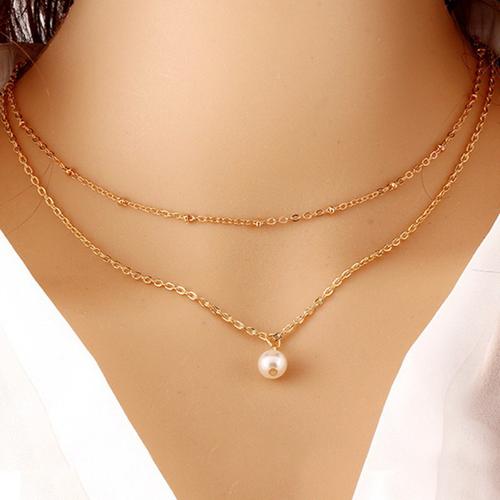 Jual Women Pearl Alloy Clavicle Choker 