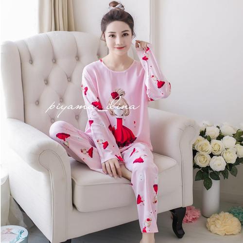 Foto Produk Baju tidur import,piyama dewasa - Merah Muda, M dari piyama ilina