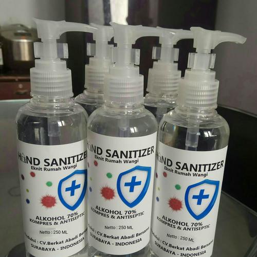 Foto Produk Hand Sanitizer Standart WHO Cair Botol Pump 250ML Eknit Rumah Wangi dari Chika Home Care