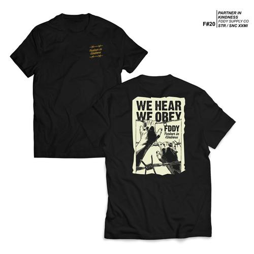 Foto Produk FRUDDY DUDDY - FDDY - KAOS HITAM - WE HEAR OBEY - XL dari Fruddy Duddy