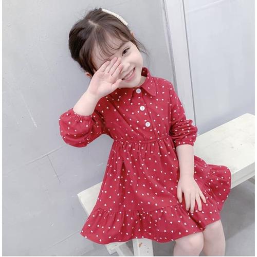 Foto Produk Dress import anak,dress babydoll anak perempuan Merah 1-4tahun dari Minochi shop