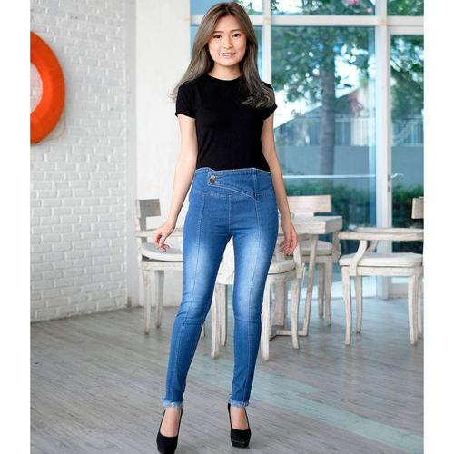 Jual HIGH WAIST SIDE ZIPPER JEANS 