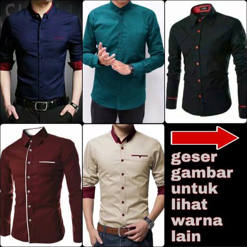 Foto Produk Kemeja kerja pria lengan panjang slimfit | Hem cowok kantor polos slim dari Rifa t-shirt