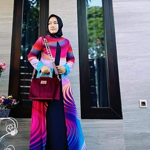 Jual GEO PRINTED LONG SLEEVE MAXI DRESS 