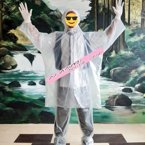 Foto Produk Jas Hujan Plastik Transfaran Jaket Celana dari Naomi Online.shop