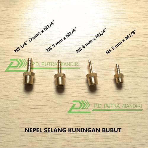 Jual Nepel Selang 4mm x M1/4 Kuningan BUBUT / Hose Nipple Jakarta
