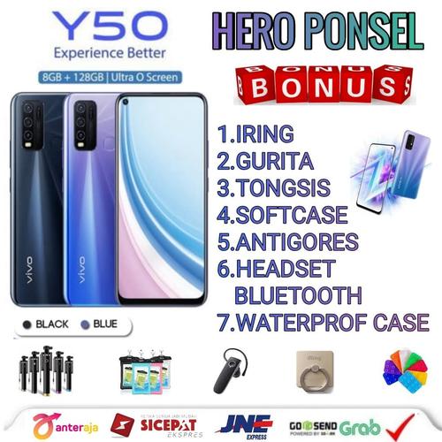 Foto Produk VIVO Y50 RAM 8/128 GB GARANSI RESMI VIVO INDONESIA - Hitam No Bonus dari HERO PONSEL.