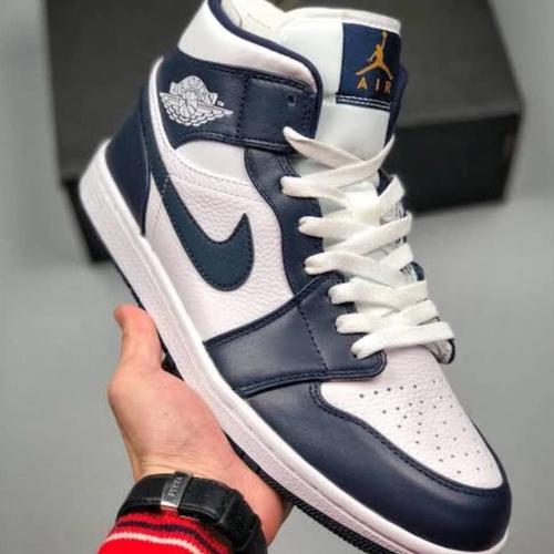 Jual jordan 1 mid white nevy obsidian 