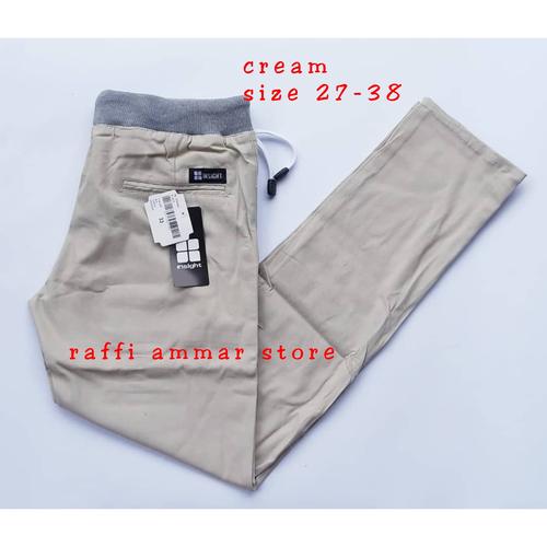 Foto Produk celana panjang chino kolor pria rip pinggang karet premium - Hitam, 36-38 dari RAFFI AMMAR STORE