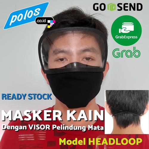 Foto Produk Masker Kain Hijab / Headloop dengan Visor Pelindung Mata - Ready Stock - Dewasa dari polos.co.id