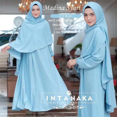 Foto Produk Pramita Fashion Muslimah Gamis Madina Syari Intanaka XXL - Ice Blue, XXL dari DEWI KECANTIKAN