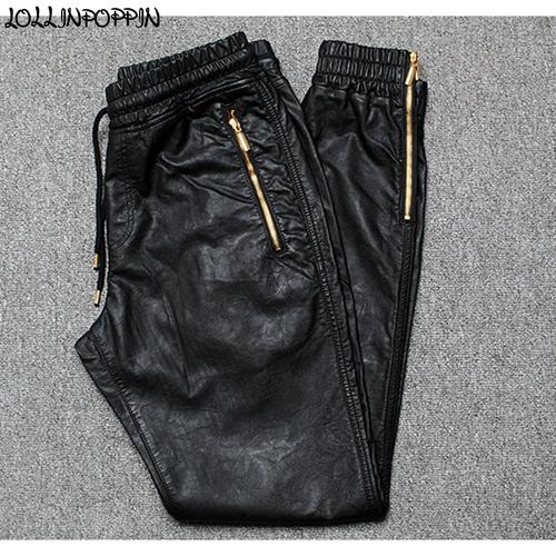 Jual Men Joggers Faux Leather Jogger 