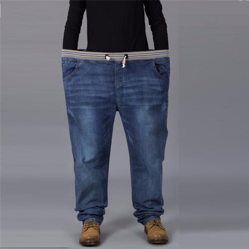 Jual Jeans men elastic waist plus size 