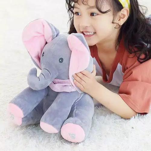 Foto Produk Boneka Gajah Peekaboo Ciluk Baa Peek a boo flappy elephant - Merah Muda dari happykidsolshop