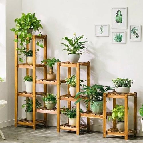 Stand Rak Bunga Jual rak bunga tingkat wooden shelf plant stand 12 tatakan - Natural ...