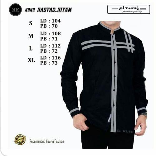 Foto Produk Baju Koko Azzahir Baju Koko Syubanul Terlaris Koko Pria Muslim Dewasa - Hitam, S dari fashion muslim RA