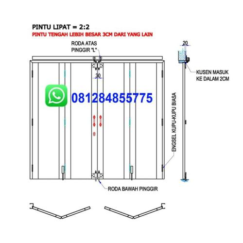 Jual Rel dan Roda S30 pintu lipat 4 pintu bukaan 2-2 - Kab. Tangerang