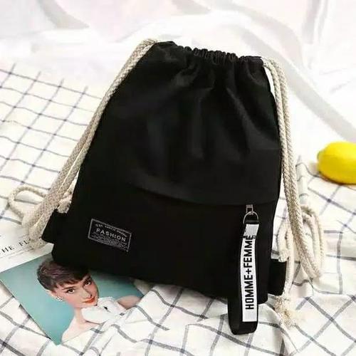 Foto Produk Tas ransel serut bahan canvas - Hitam dari dream_shop_99