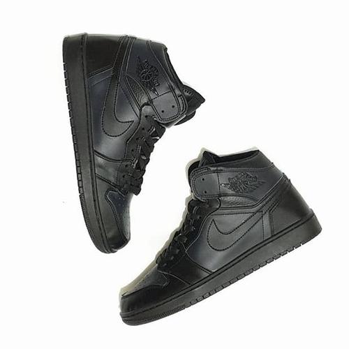 high top all black jordans