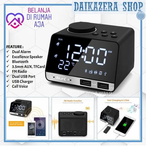 Jual Jam Meja Weker Digital Bluetooth Speaker Alarm Clock Radio USB