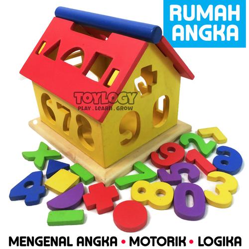 Foto Produk Mainan Edukasi Anak Rumah Angka Kayu Geometri Bentuk Warna Shape 123 dari Toylogy