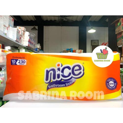 Jual NICE BATHROOM TISSUE 10 ROLL 230 SHEET EMBOSSED || tisu tissu ...