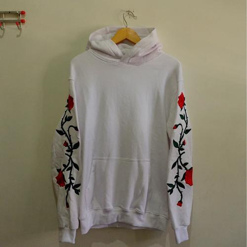 H&m white rose hoodie new arrivals