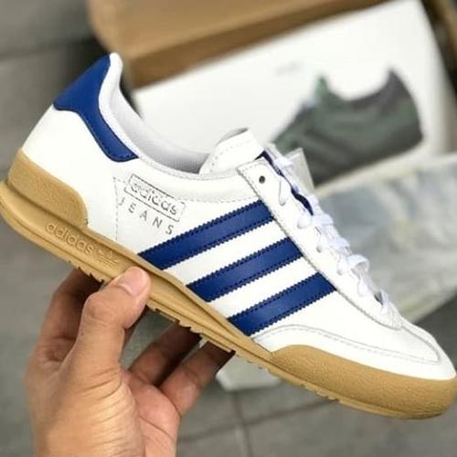 adidas jeans blue white