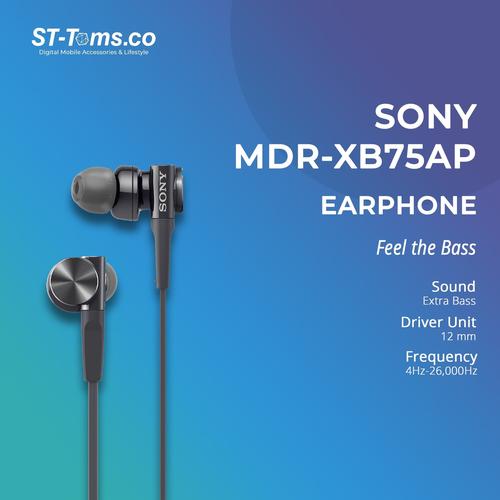 Promo Sony In-Ear Extra Bass Headphone MDR-XB75AP / XB 75AP - Black ...