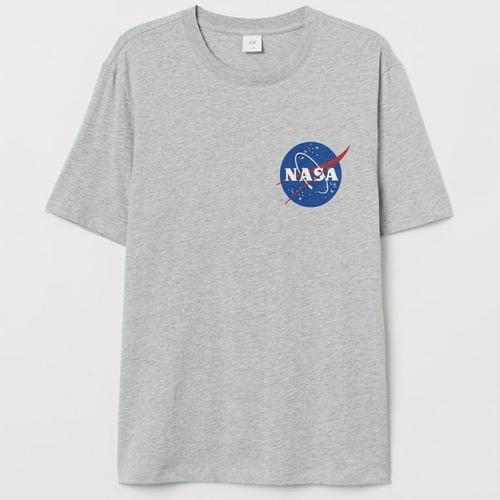 H\u0026M x Nasa Printed T-Shirt - Grey Marl 