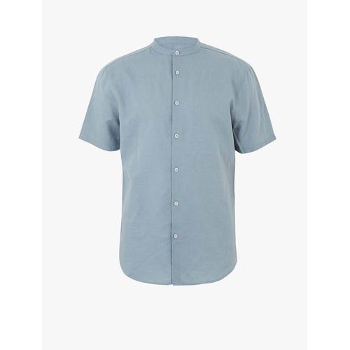 Linen Blend Grandad Shirt 1 