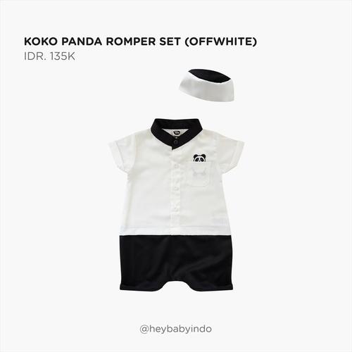 Foto Produk Hey Baby Koko Romper Panda - Off White, 12-18m dari Hey! Baby