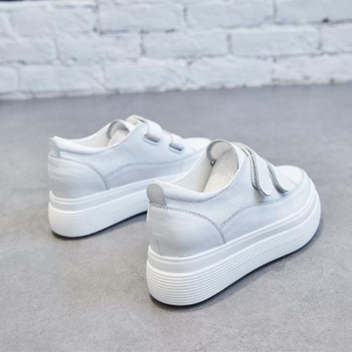 platform leather sneakers white