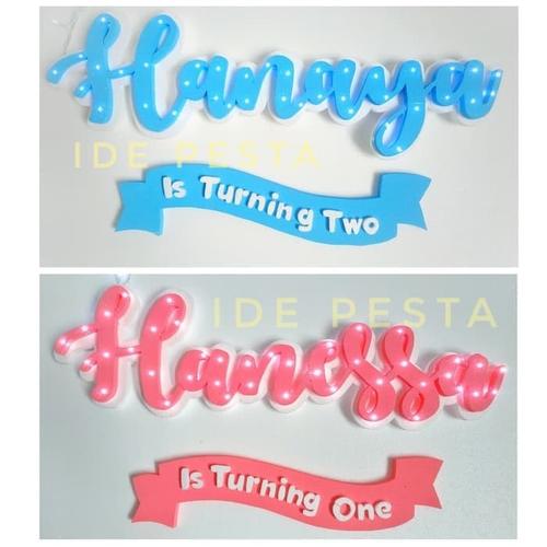 Foto Produk Styrofoam/sterofoam Nama tulisan + Lampu - Dekorasi Ulang tahun aqiqah dari Ide Pesta