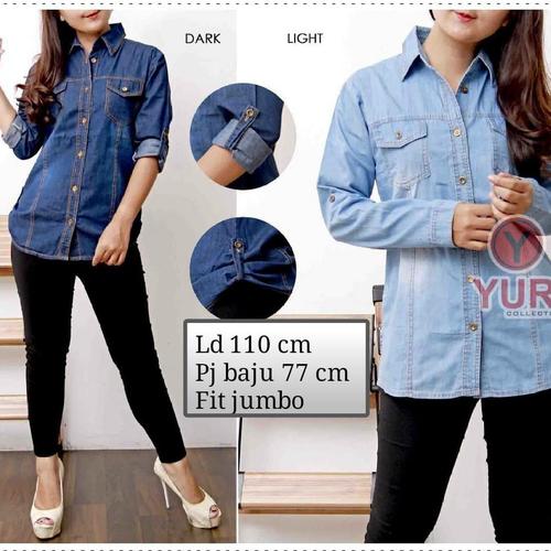 Foto Produk DN Atasan Blouse Kemeja Jeans Wanita XXXL #386# dari DNcollectiion