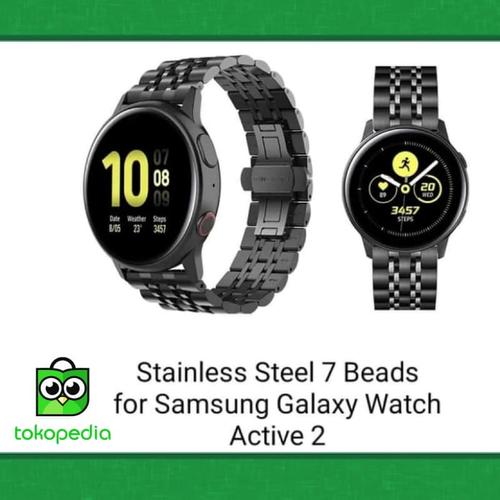 44mm Samsung Smartwatch Active Stainless Steel SAMSUNG GALAXY WATCH ACTIVE  STAINLESS STEEL BEADS STRAP SMARTWATCH BUMPER BLACK 44 Di