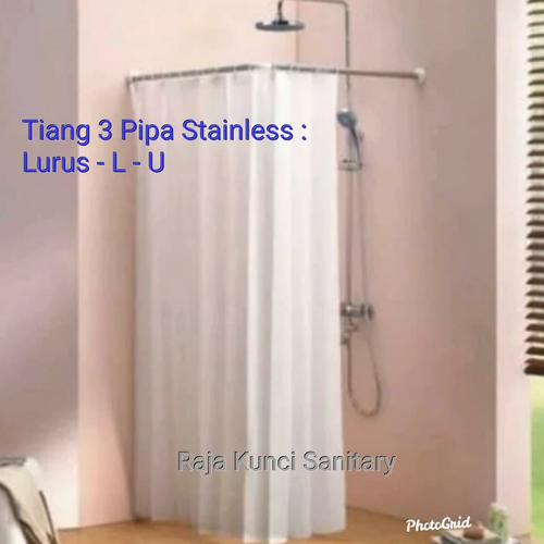 Foto Produk Tiang Shower Curtain U,L,Lurus/Tirai Kamar Mandi Stainless (PROMO) dari Raja Kunci Sanitary