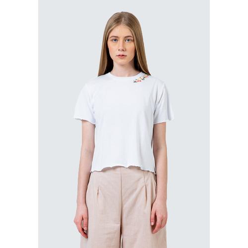Foto Produk Colorbox Off White Embroidery crop T-shirt I:Tskkey120D021 Off White - Off White, XXS dari Colorbox Indonesia
