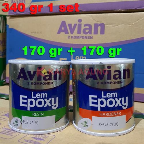 Jual Lem Epoxy AVIAN 2 Komponen (Resin + Hardener) 340 gram 1 set