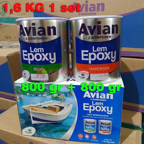 Jual Lem Epoxy AVIAN 2 Komponen (Resin + Hardener) 1,6 KG 1 set Kota