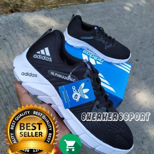 Foto Produk sepatu pria Adidas hitam alpabounce sepatu olahraga - Hitam, 39 dari Sneakerssport