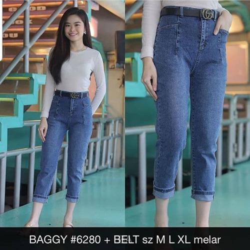 Jual baggy jeans 6280 \u0026 belt - celana 